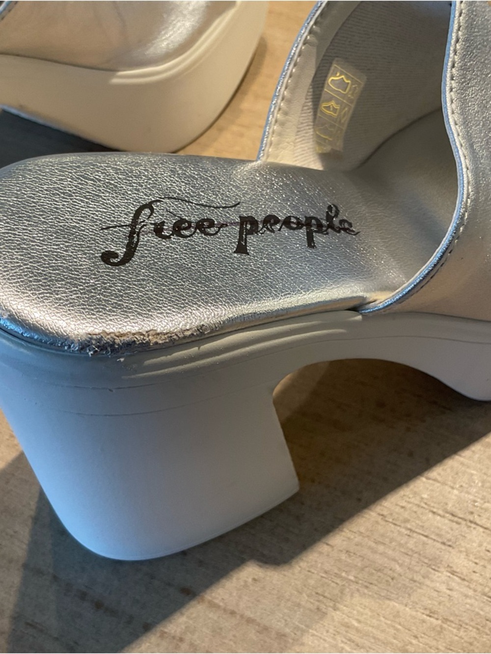 Free People Zoe Platform Leather Slide Sandal Silver - Picture 7 of 8
